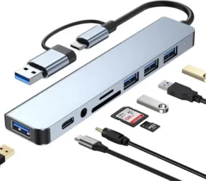 8 in 2 USB-C Adapter Hub Docking Station High Speed USB 3.0/2.0 8 Port USB HUB Card Reader SD TF