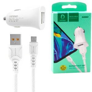 Denmen DZ06V Superfast set Dual Port Car Charger With Micro Cable White