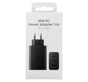 65W PD Super Fast Charging Power Adapter Trio Charger USB-C x 2 Ports, USB-A Port