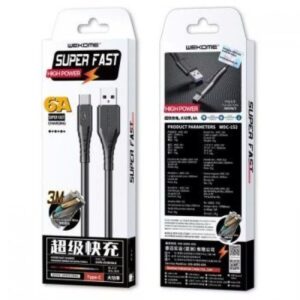 High Power Wekome 6A SUPER FAST CHARGE DATA CABLE FOR MICRO (3m)
