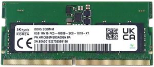 SK-Hynix 8GB DDR5 SODIMM PC5-4800B-SC0 1Rx16 Laptop Memoy Module, 4800MHz Memory Speed, CL40 CAS Latency, 1.1V Memory Volatge, NON-ECC Unbuffered, 262-Pin