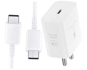 Original 45w Charging Adapter C Port Charger USB C to C Cable Compatible with Samsung M54 5g, Samsung M53 5g, Samsung M33 5g, Samsung M23 -(Cable & Adapter) white
