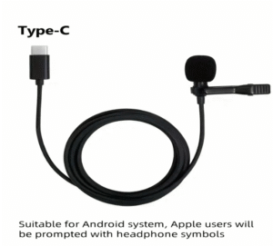 USB Type-C Clip-on Lapel Microphone with Condenser Mic