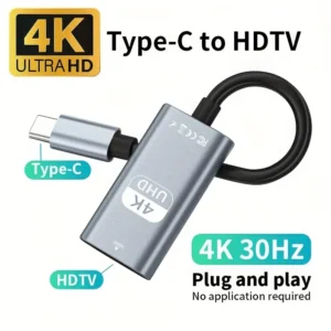 4K USB-C to HDTV Adapter, 4K 30Hz High-Speed USB C to HDTV Connection Cable, 30Hz High-Speed Data Transfer