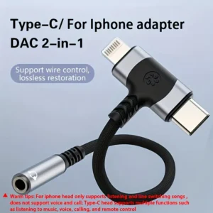 RUXIN 2-in-1 Type-C to 3.5mm Headphone Adapter with DAC