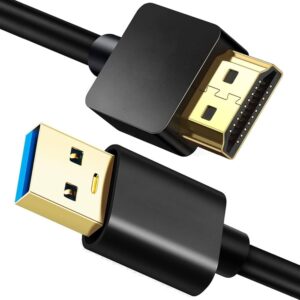 6.6 Feet USB to HDTV Adapter Cable, USB 3.0 to HDTV Male Connector 1080P HD Display Audio Video Converter Cable Supports Windows 7/8/8.1/10/11