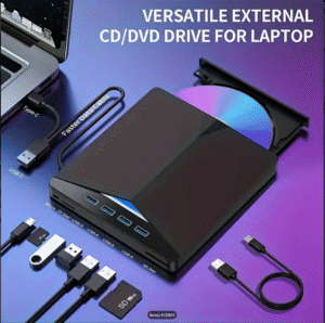 External CD/DVD Drive for Laptop - 7 in 1 USB 3.0 DVD Player for Laptop, CD ROM Disk Drive Portable CD/DVD Burner Compatible with Laptop, Desktop PC, Windows 11/10/8/7, Linux, Mac OS (Black