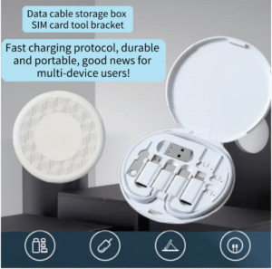 5-in-1 USB-C Charging Cable Set for iPhone 15/14/13 Pro Max with Card Slot & Phone Stand – High-Speed Data Transfer + SIM Card Tool
