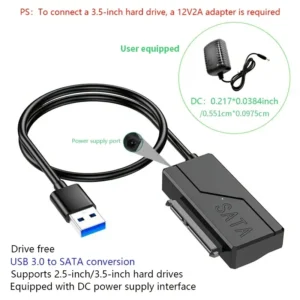 SATA to USB 3.0 External Hard Drive Cable for 6.35cm & 8.89cm SATA HDD/SSD - High-Speed Data Transfer