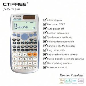 CTIFREE Fx-991 ES PLUS Scientific Calculators, Solar Scientific Calculator Large Screen 417 Function, Calculators Very Suitable for High School and College Students Calculus Algebra and Other Math Textbooks (Solar)