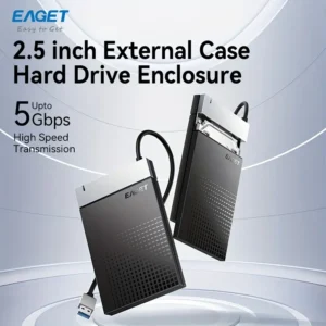 EAGET 2.5'' External Hard Drive Enclosure USB 3.0 to SATA III Tool-Free External Hard Drive Case for 7mm/9.5mm 2.5 inch SSD HDD with UASP
