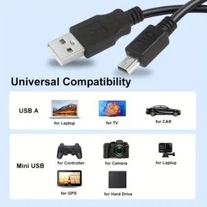USB 2.0 A Male to Mini-B 5pin Male Cable, USB 2.0 A to Mini 5 pin B Cable, Mini USB Cable