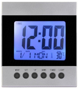 Parishi & W DS-2088 Multi Display Digital Table Clock with Alarm Digital Grey, Black Clock