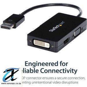 Travel A/V adapter: 3-in-1 DisplayPort to VGA DVI or HDMI converter