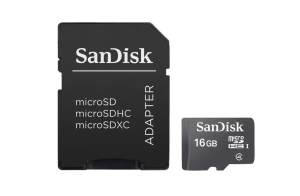SanDisk 16GB microSDHC Class 4 Flash Memory Card + SD Adapter for Phones & Cameras
