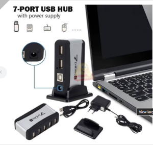 7 Port USB Hub with Stand and Power Supply