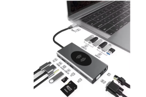 13-in-1 USB-C Hub Laptop Docking Station & Wireless Charger