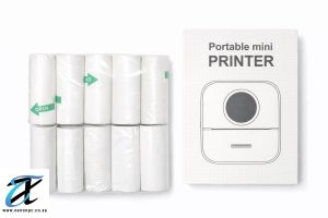 Portable Mini Thermal Printer + 10 Rolls Paper | Wireless Bluetooth Pocket Printer | Inkless Mobile Printer for Labels, Notes & Photos