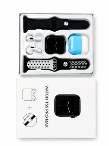 T55 Pro Max Smartwatch with Wireless Earbuds – Bluetooth Call, Fitness Tracker & Dual Strap