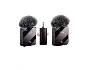 Wireless Lavalier Microphone Dual TX Clip-On Mic with Receiver – Noise Reduction, 2.4GHz, for iPhone, Android & Camera For Vlogging / TikTok / YouTube /Live Record