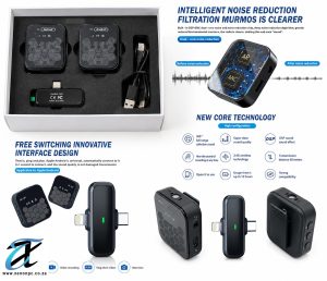 2.4GHz Wireless Lavalier Microphone for iPhone & Android – Dual Mic Noise Reduction Recording System
