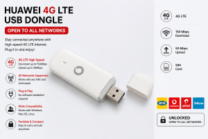 Huawei 4G LTE USB Dongle – Unlocked (All Networks), Plug & Play Mobile Internet Modem