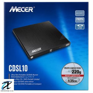 Mecer CDSL10 Ultra Slim Portable USB DVD Writer – External CD/DVD Burner for Laptop & PC