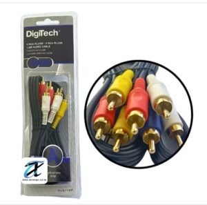 DigiTech 1.2M 3 RCA Male to 3 RCA Male AV Cable | Composite Audio Video Cable for TV, DVD & Gaming Consoles