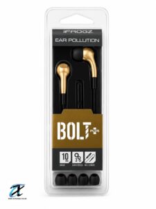 iFrogz Bolt Plus Wired In-Ear Earphones with Microphone | 3.5mm Jack | Noise Isolating Earbuds | Gold