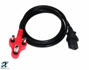 CableLab 1.5M South African 3-Pin to IEC C13 PC Power Cable | Red Plug | Desktop PC, Monitor & UPS Power Cord