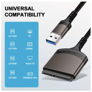 USB 3.0 to 2.5" SATA III Hard Drive & SSD Adapter Cable – 5Gbps External Converter