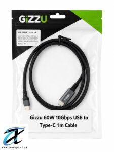 GizzU 60W 10Gbps USB-A to USB-C Cable 1m – USB 3.2 Fast Charge & Data