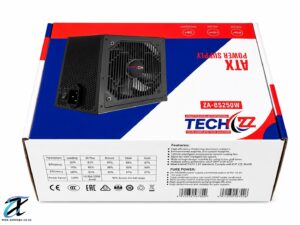 ZA Tech ZA-PS250W 250W ATX Power Supply | 120mm Silent Fan | 24-Pin Desktop PSU | SATA & Molex