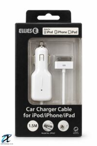 Keep your older Apple devices powered while travelling with the Ellies Car Charger Cable for iPod/iPhone/iPad.