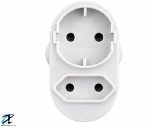 2-Way Multi Plug Adaptor – 2 Pin Flat & Round Socket | White