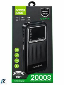 VIP-4 20,000mAh Power Bank with LED Digital Display – 3 USB Outputs