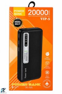 VIP-5 20,000mAh Power Bank 22.5W Fast Charging with LED Digital Display – 3 USB Outputs
