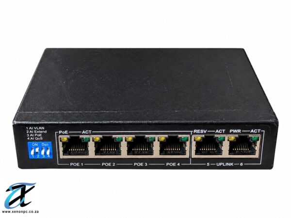 Black Six-Port PoE Network Switch Black Six-Port PoE Network Switch