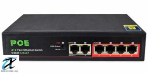 POE TXE064 6-Port Fast Ethernet Switch – 4-Port PoE + 2 Uplink Ports