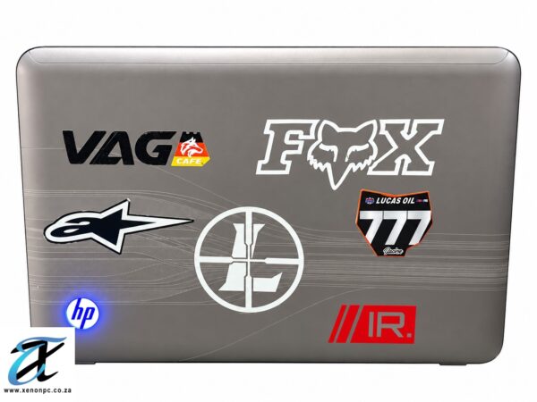 Sticker-Covered Racing Laptop Lid Sticker-Covered Racing Laptop Lid