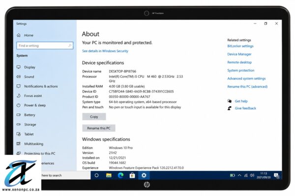 Windows 10 About Page Laptop Display Windows 10 About Page Laptop Display