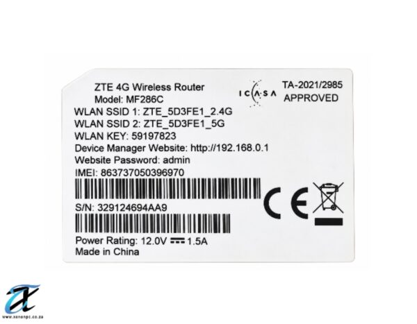 ZTE 4G Router Product Label